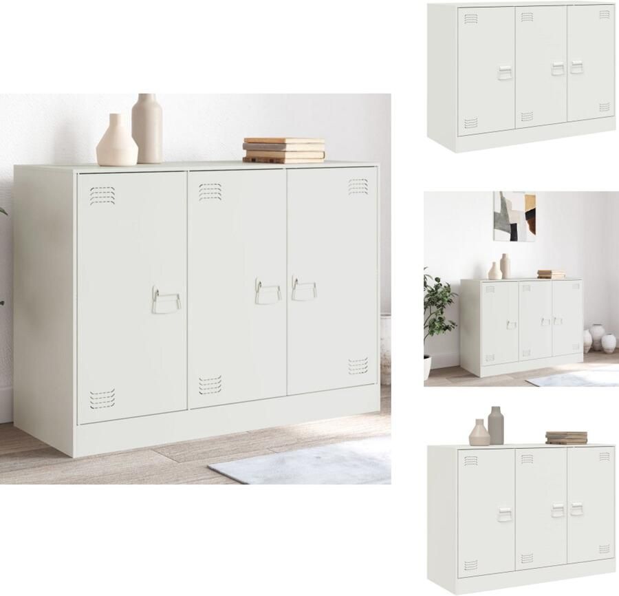 VidaXL Dressoir Dressoirs Opbergkast Wandkast Dressoir 99x39x73 cm staal wit