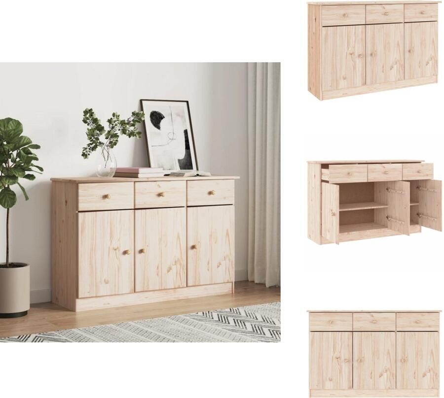 VidaXL Dressoir Dressoirs Opbergkast Wandkast Dressoir ALTA 112x35x73 cm massief grenenhout