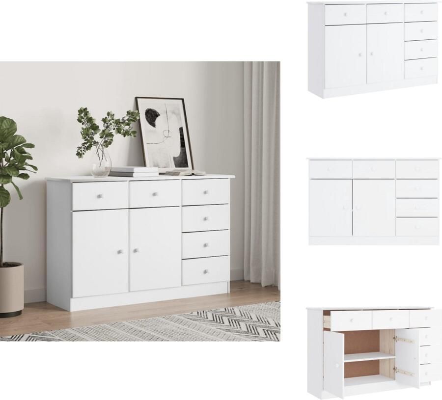 VidaXL Dressoir Dressoirs Opbergkast Wandkast Dressoir ALTA 112x35x73 cm massief grenenhout wit