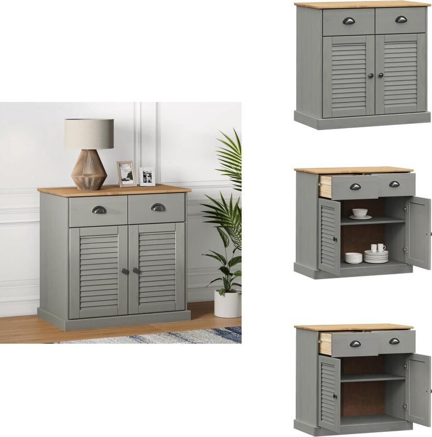 VidaXL Dressoir Dressoirs Opbergkast Wandkast Dressoir met lades VIGO 78x40x75 cm massief grenenhout grijs