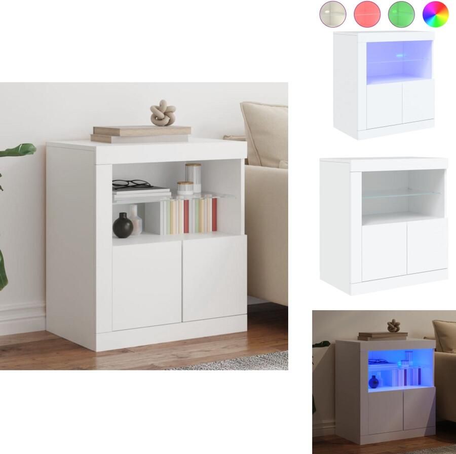 VidaXL Dressoir Dressoirs Opbergkast Wandkast Dressoir met LED-verlichting 60 5x37x67 cm wit