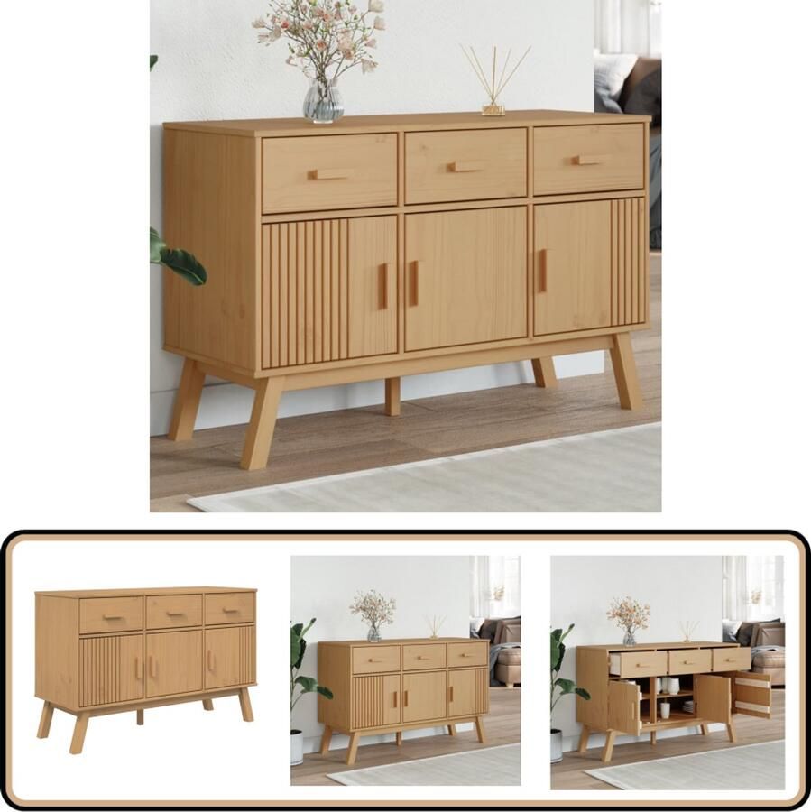 VidaXL Dressoir OLDEN 114x43x73 5 cm massief grenenhout bruin Dressoir Vintage Dressoir Scandinavisch Dressoir Grenenhouten Dressoir Salontafel - Foto 2