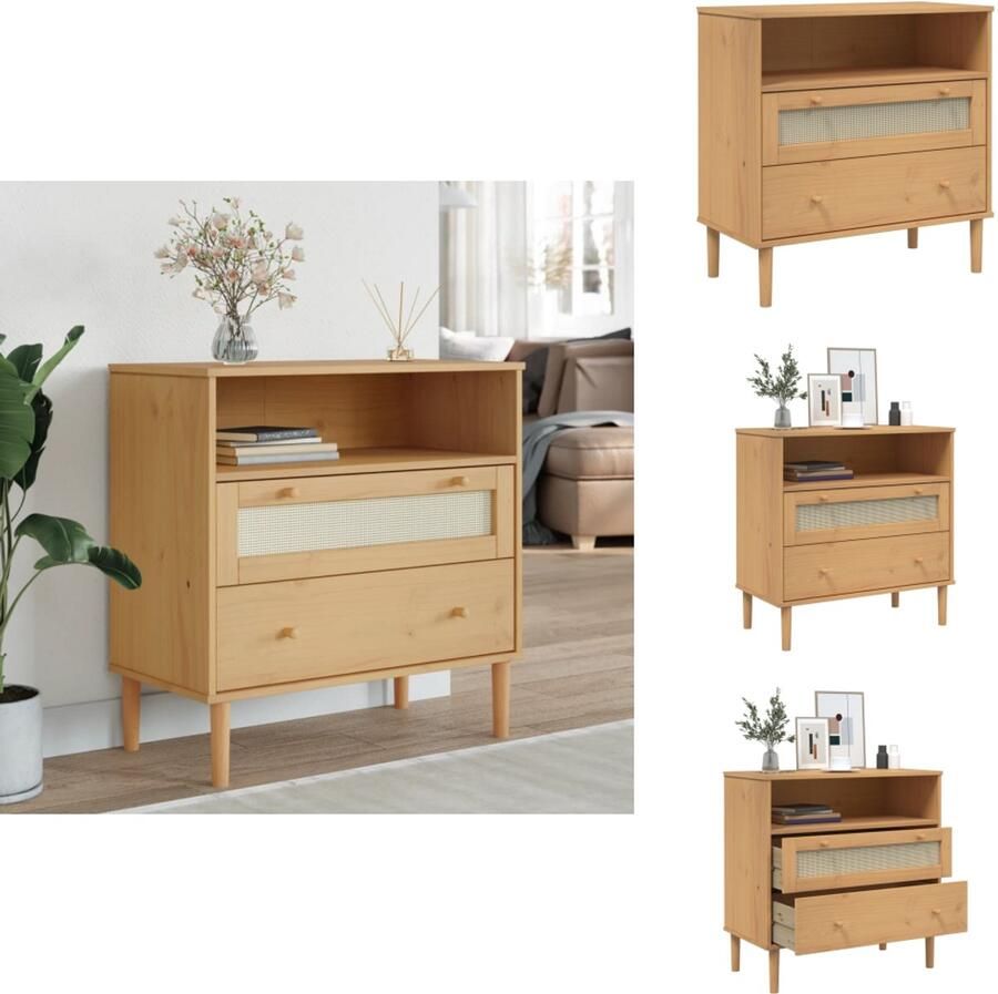 VidaXL Dressoir Dressoirs Opbergkast Wandkast Dressoir SENJA rattan-look 80x40x80 cm massief grenenhout bruin