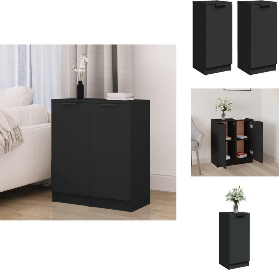 VidaXL Dressoir Dressoirs Opbergkast Wandkast Dressoirs 2 st 30x30x70 cm bewerkt hout zwart