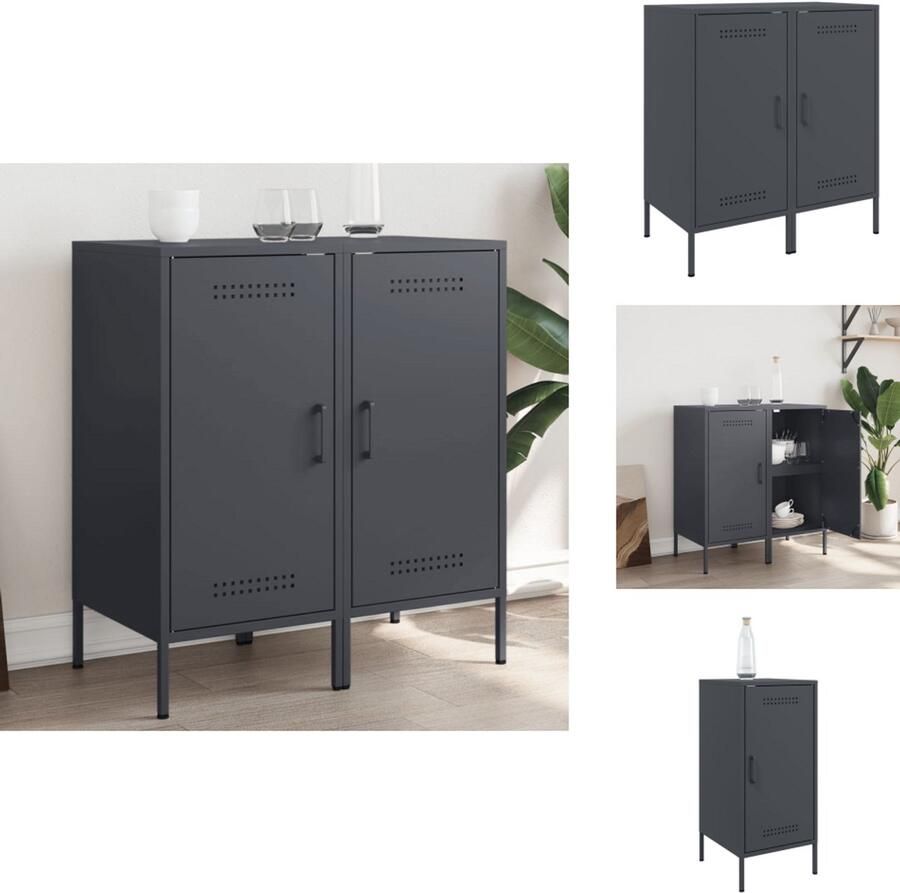 VidaXL Dressoir Dressoirs Opbergkast Wandkast Dressoirs 2 st 36x39x79 cm staal antracietkleurig