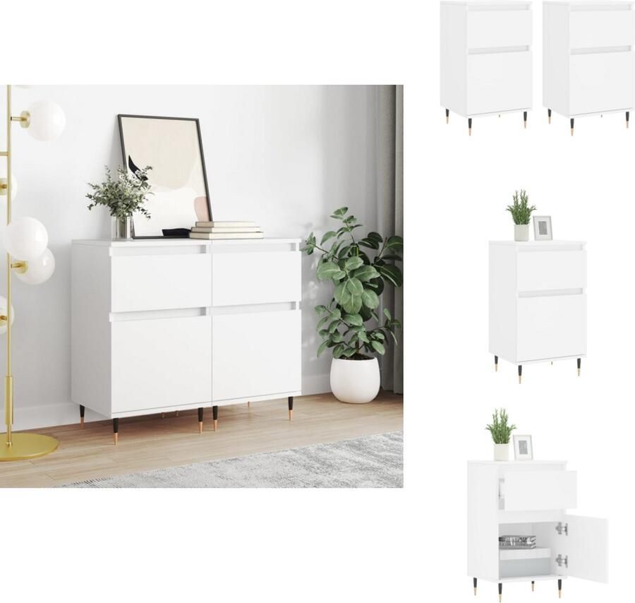 VidaXL Dressoir Dressoirs Opbergkast Wandkast Dressoirs 2 st 40x35x70 cm bewerkt hout wit - Foto 3