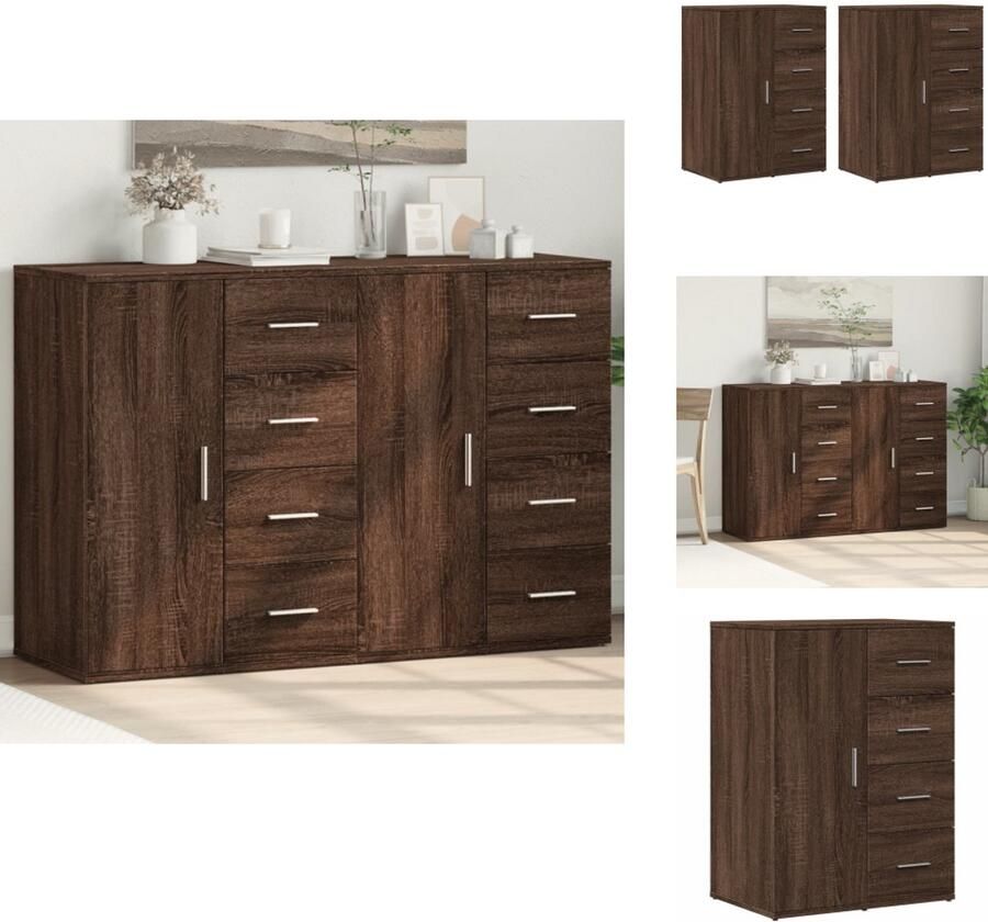VidaXL Dressoir Dressoirs Opbergkast Wandkast Dressoirs 2 st 59x39x80 cm bewerkt hout bruin eikenkleurig