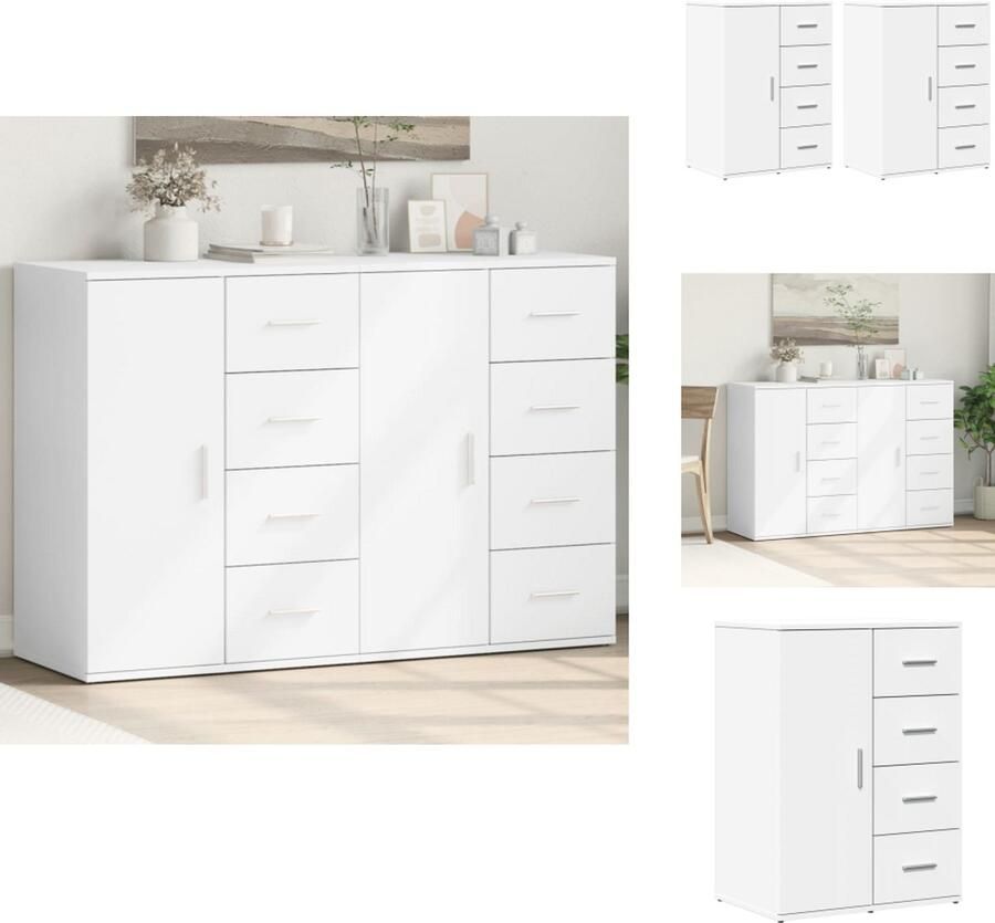 VidaXL Dressoir Dressoirs Opbergkast Wandkast Dressoirs 2 st 59x39x80 cm bewerkt hout wit