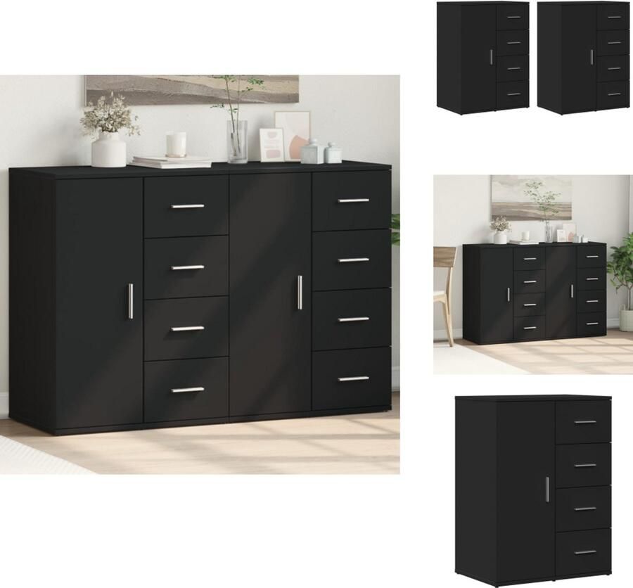VidaXL Dressoir Dressoirs Opbergkast Wandkast Dressoirs 2 st 59x39x80 cm bewerkt hout zwart