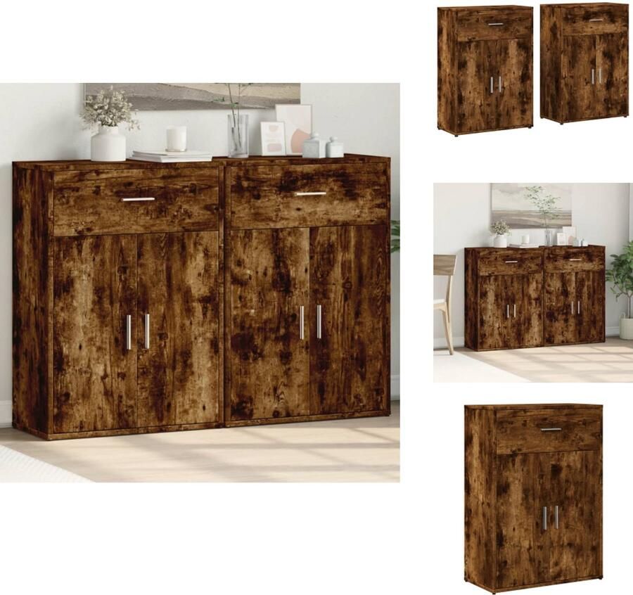 VidaXL Dressoir Dressoirs Opbergkast Wandkast Dressoirs 2 st 60x30x84 cm bewerkt hout gerookt eikenkleurig