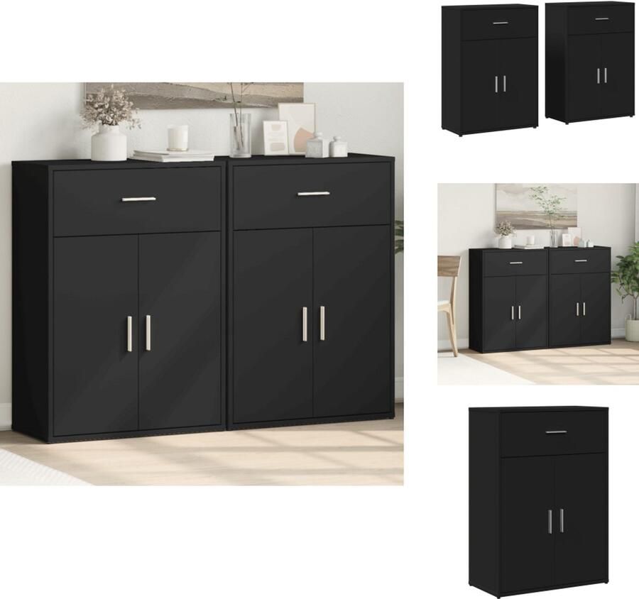 VidaXL Dressoir Dressoirs Opbergkast Wandkast Dressoirs 2 st 60x30x84 cm bewerkt hout zwart