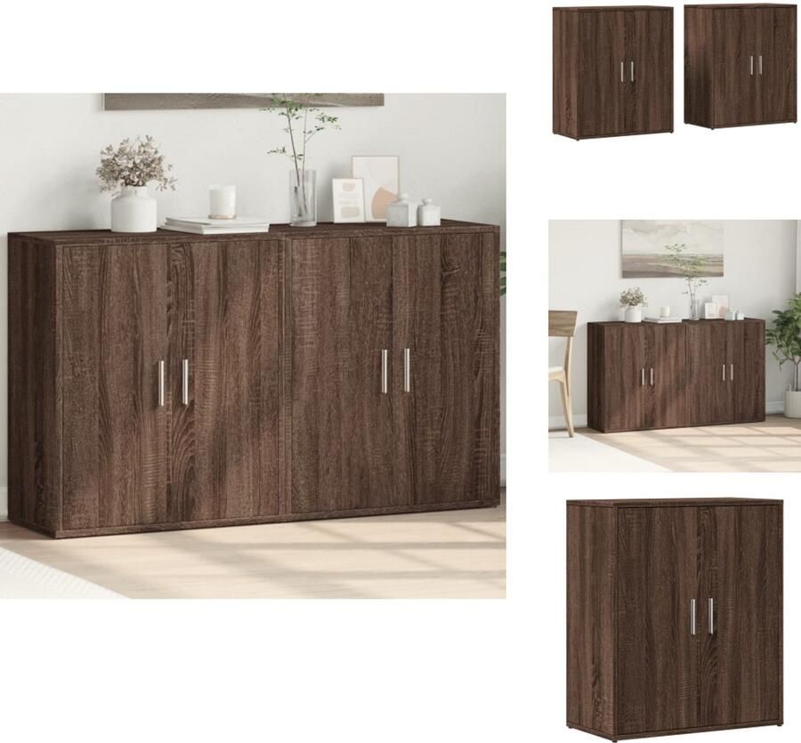 VidaXL Dressoir Dressoirs Opbergkast Wandkast Dressoirs 2 st 60x31x70 cm bewerkt hout bruin eikenkleurig