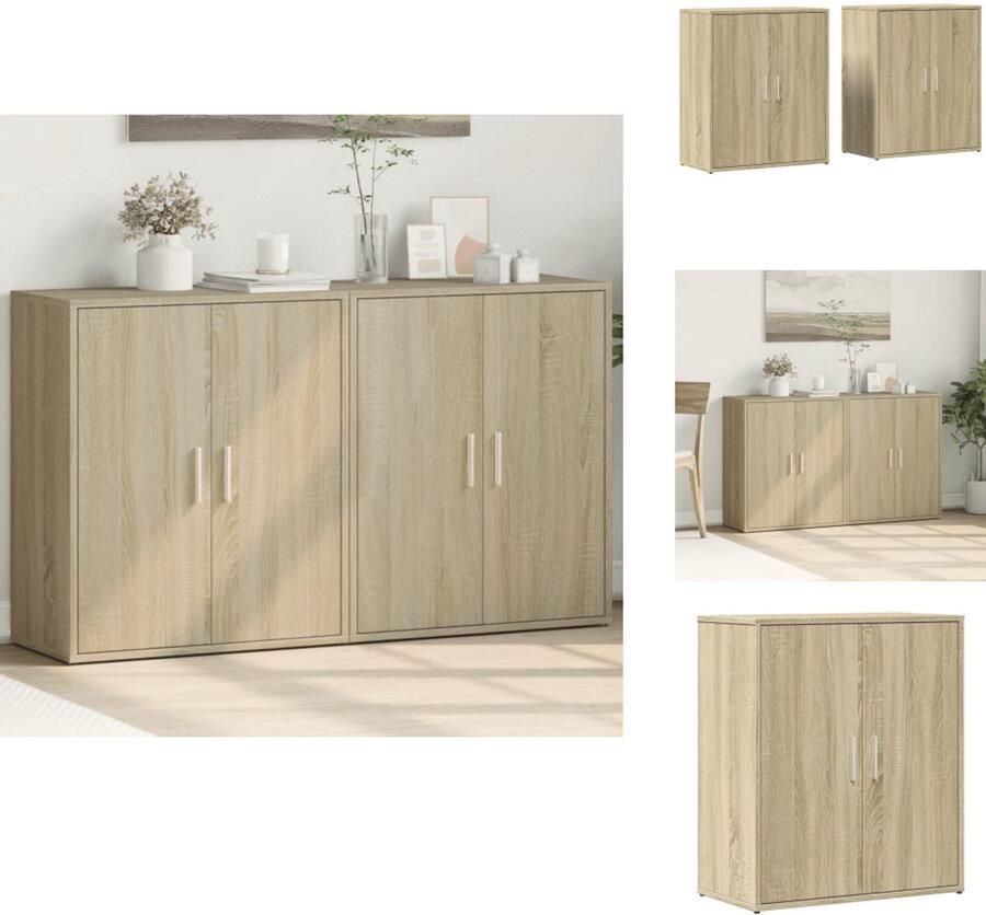 VidaXL Dressoir Dressoirs Opbergkast Wandkast Dressoirs 2 st 60x31x70 cm bewerkt hout sonoma eikenkleurig