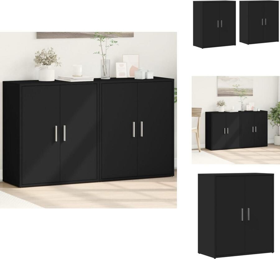 VidaXL Dressoir Dressoirs Opbergkast Wandkast Dressoirs 2 st 60x31x70 cm bewerkt hout zwart