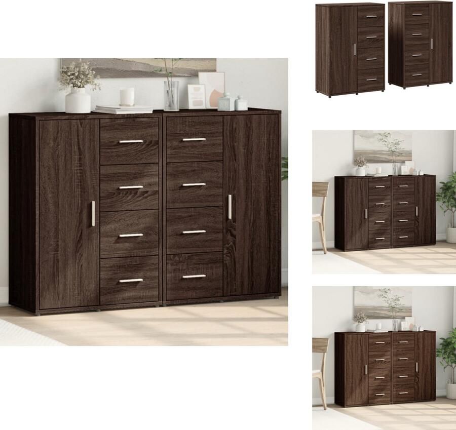 VidaXL Dressoir Dressoirs Opbergkast Wandkast Dressoirs 2 st 60x31x84 cm bewerkt hout bruin eikenkleurig