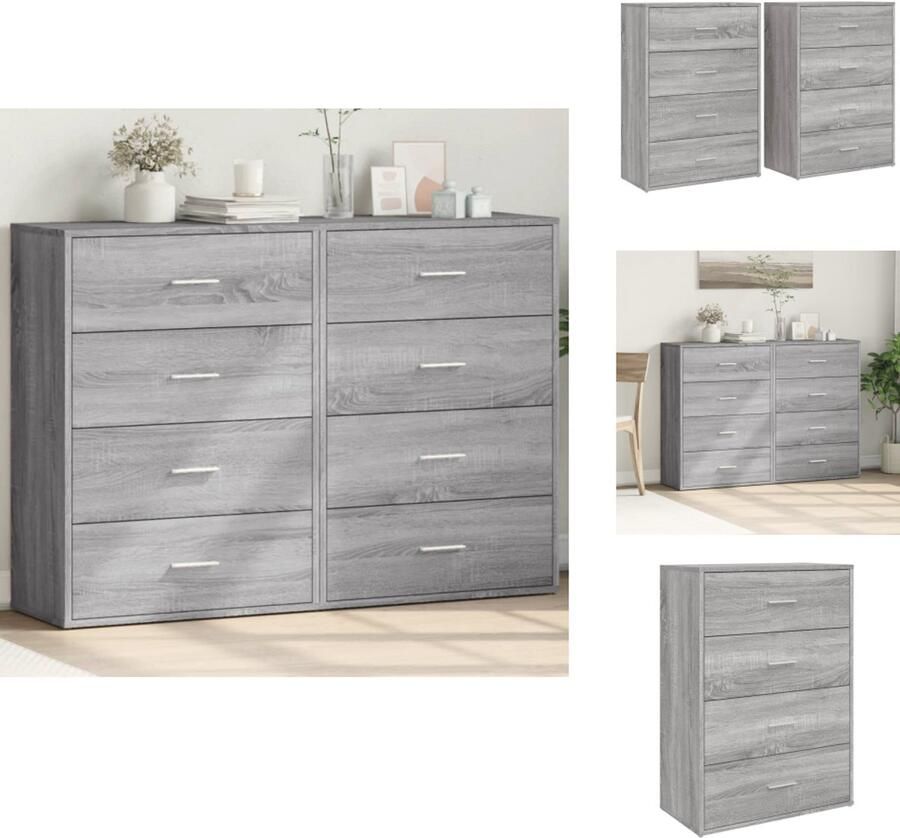 VidaXL Dressoir Dressoirs Opbergkast Wandkast Dressoirs 2 st 60x31x84 cm bewerkt hout grijs sonoma eikenkleur