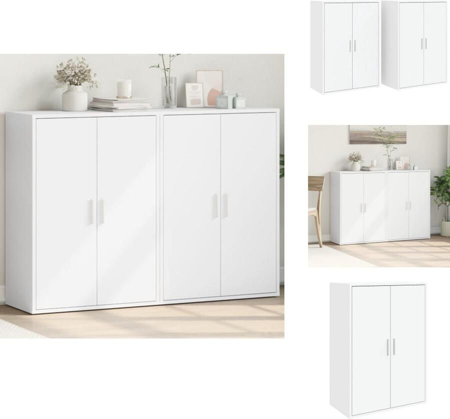 VidaXL Dressoir Dressoirs Opbergkast Wandkast Dressoirs 2 st 60x31x84 cm bewerkt hout wit