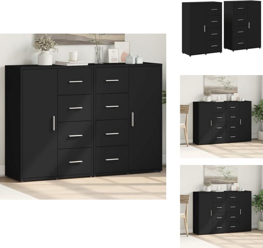 VidaXL Dressoir Dressoirs Opbergkast Wandkast Dressoirs 2 st 60x31x84 cm bewerkt hout zwart - Foto 2