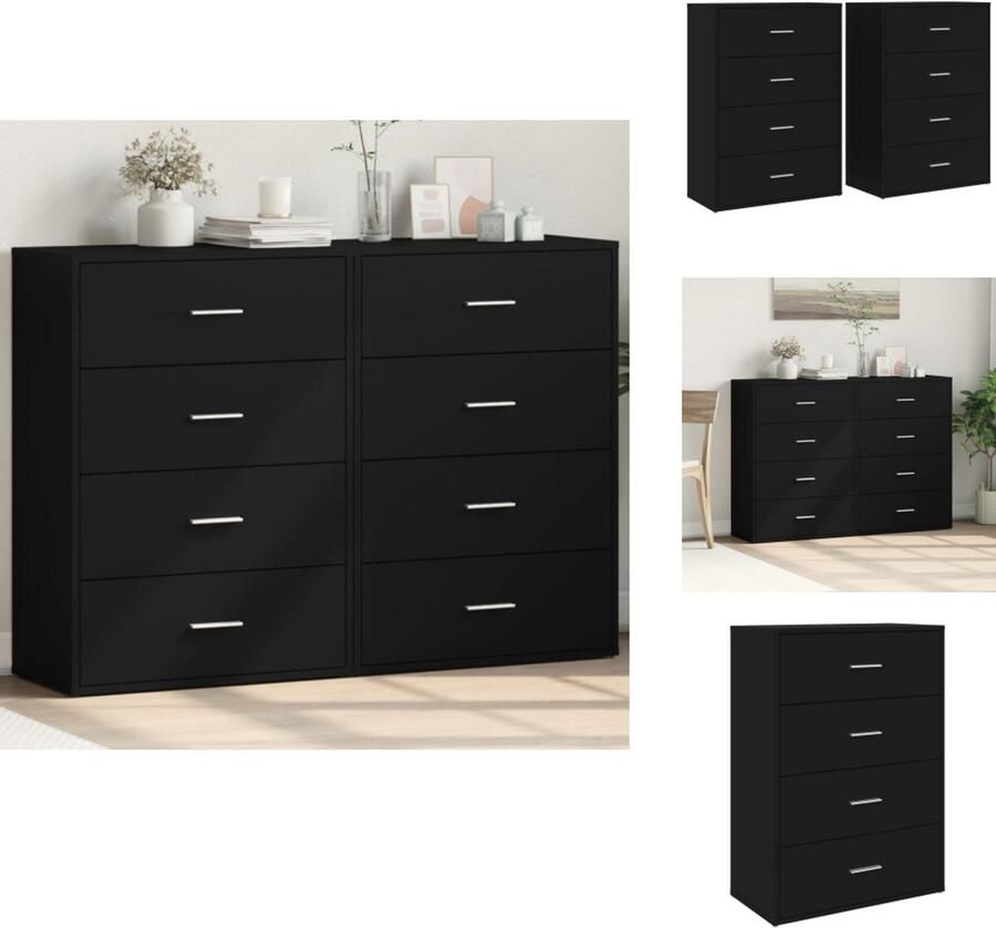 VidaXL Dressoir Dressoirs Opbergkast Wandkast Dressoirs 2 st 60x31x84 cm bewerkt hout zwart