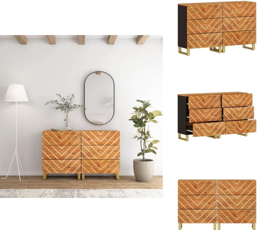 VidaXL Dressoir Dressoirs Opbergkast Wandkast Dressoirs 2 st 60x33 5x75 cm massief mangohout bruin en zwart