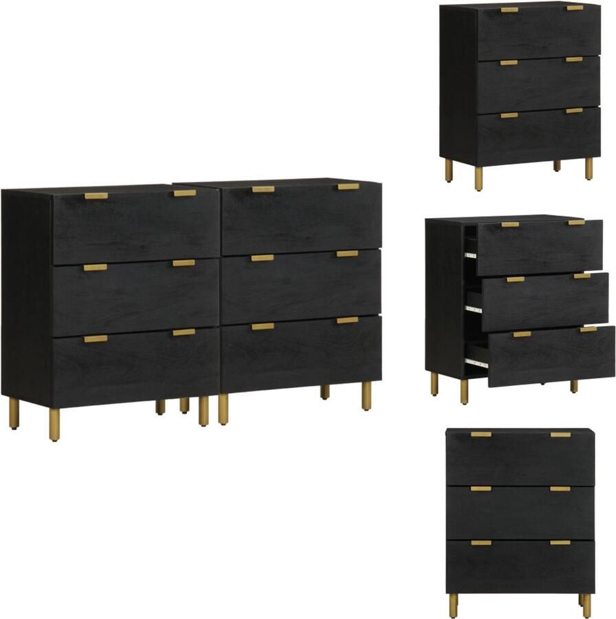 VidaXL Dressoir Dressoirs Opbergkast Wandkast Dressoirs 2 st 60x33x75 cm bewerkt hout zwart