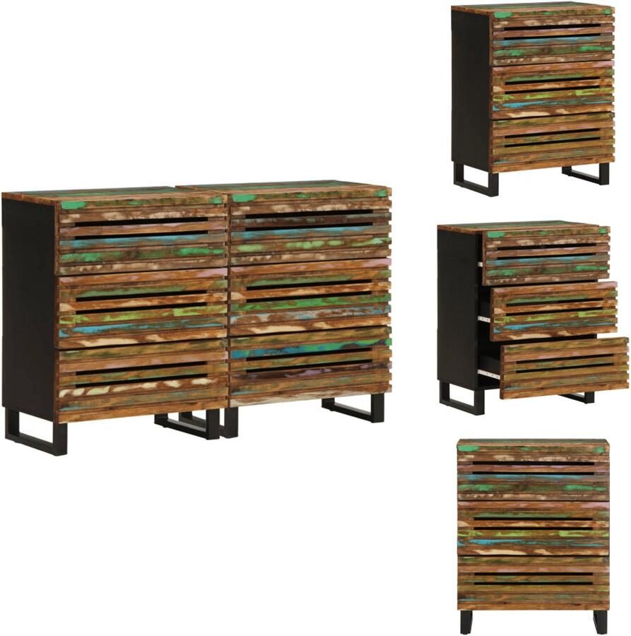 VidaXL Dressoir Dressoirs Opbergkast Wandkast Dressoirs 2 st 60x34x75 cm massief acaciahout