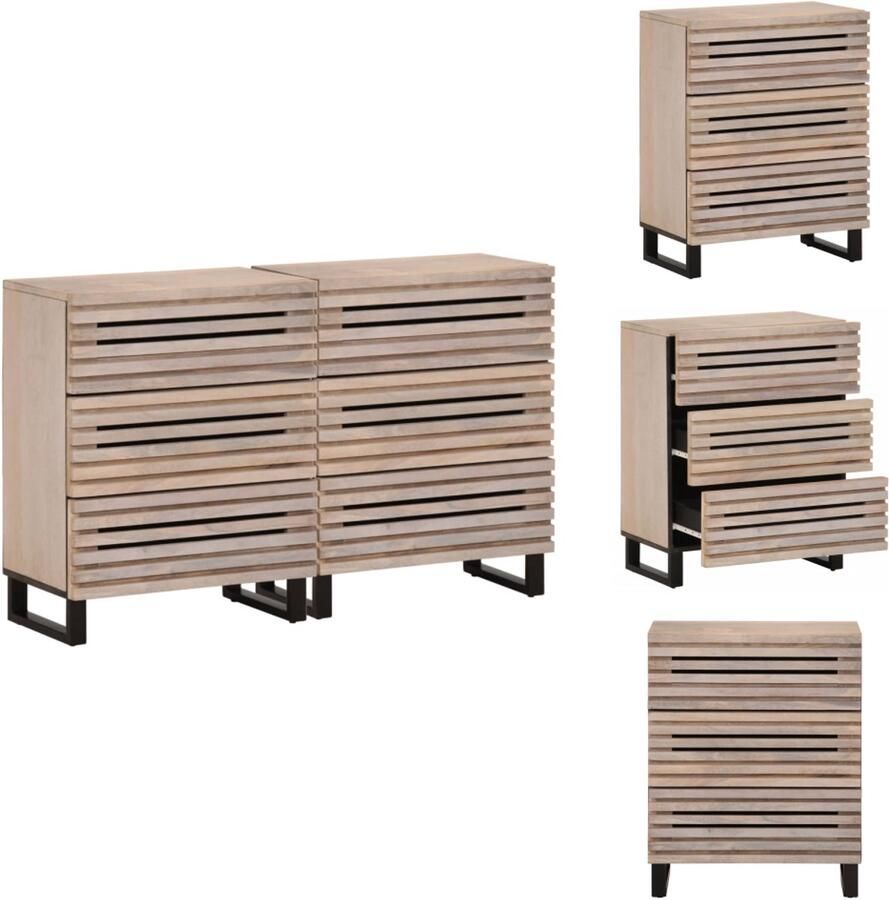 VidaXL Dressoir Dressoirs Opbergkast Wandkast Dressoirs 2 st 60x34x75 cm massief mangohout