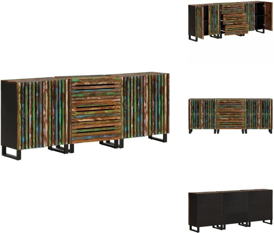 VidaXL Dressoir Dressoirs Opbergkast Wandkast Dressoirs 3 st 60x34x75 cm massief acaciahout