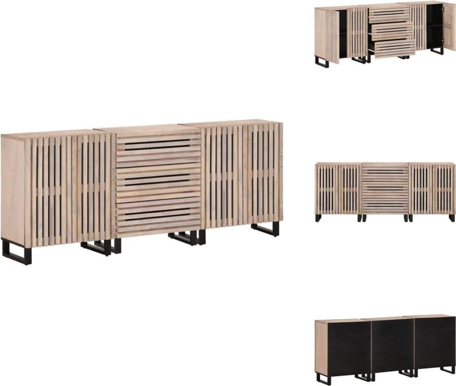 VidaXL Dressoir Dressoirs Opbergkast Wandkast Dressoirs 3 st 60x34x75 cm massief mangohout