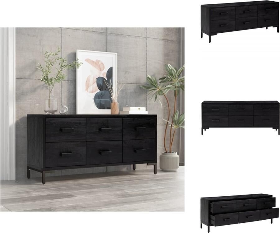 VidaXL Dressoir Dressoirs Opbergkast Wandkast Opbergbankje 110x30x45 cm gerecycled massief grenenhout zwart