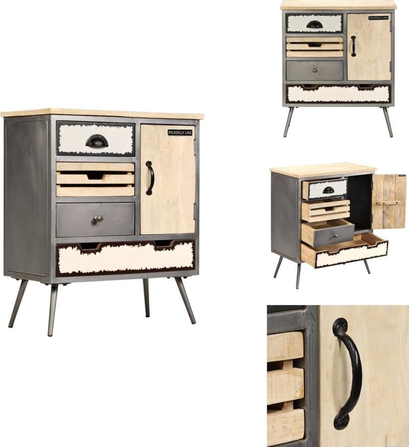 VidaXL Dressoir Dressoirs Tv Tafel Tv Tafels Dressoir 65x33x76 cm massief mangohout en staal