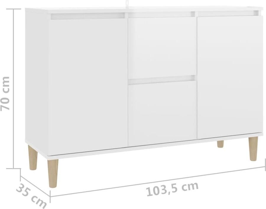 VidaXL Dressoir Hoogglans wit 103.5 x 35 x 70 cm Stevig duurzaam 2 lades 2 deuren Keukenkast