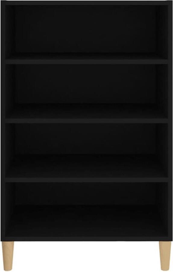 VidaXL Boekenkast 57 x 35 x 90 cm Zwart Spaanplaat en massief eucalyptushout Keukenkast