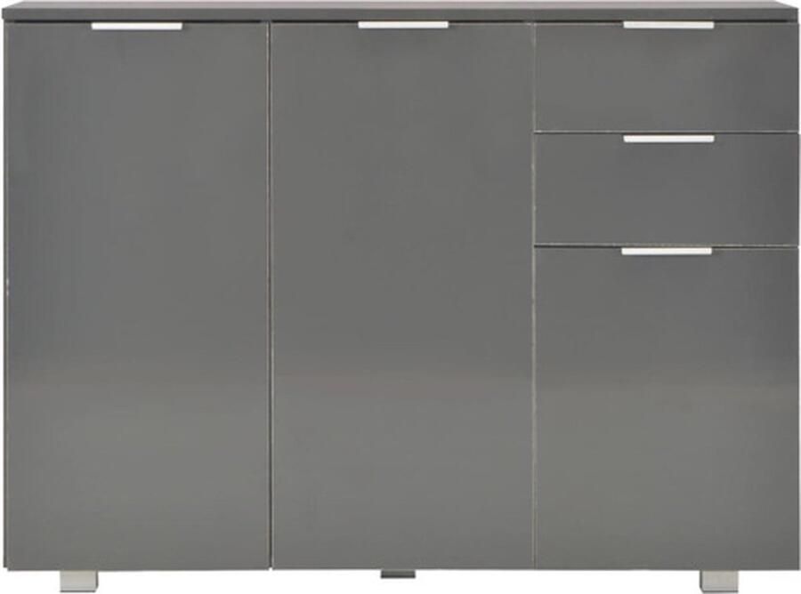 VidaXL Dressoir Wit Hoogglans 107 x 35 x 80.5 cm Gemaakt van bewerkt hout Met 2 lades en 3 deuren Keukenkast