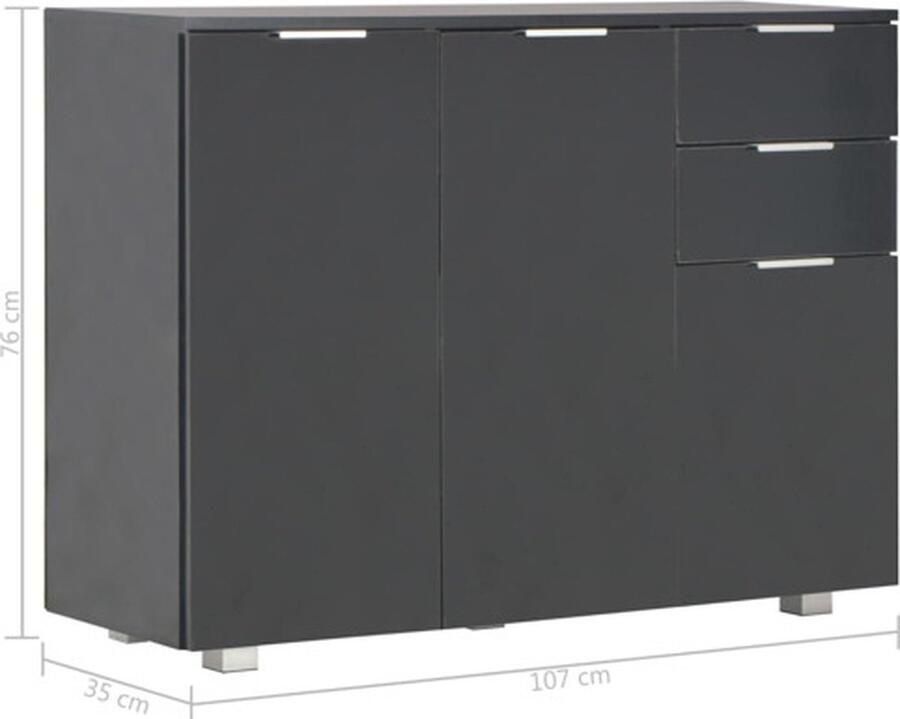 VidaXL Dressoir Dressoirs Zijkast Zijkasten Dressoir 107x35x80 5 cm hoogglans zwart