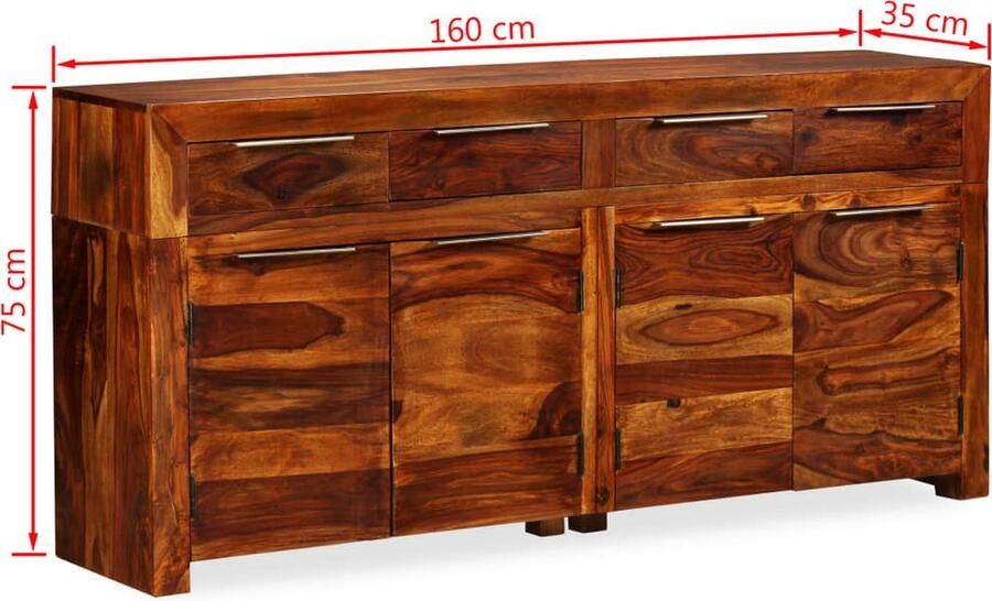 VidaXL Dressoir Dressoirs Zijkast Zijkasten Dressoir 160x35x75 cm massief sheeshamhout