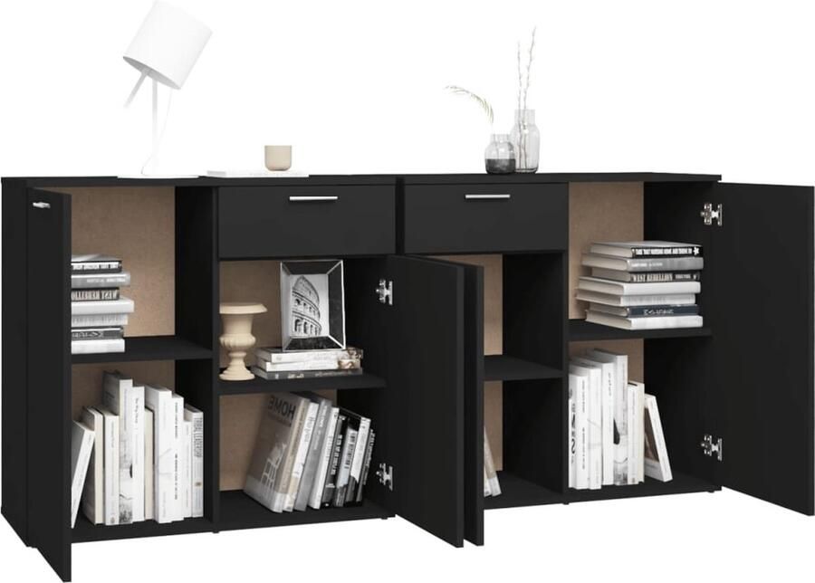 VidaXL Dressoir Dressoirs Zijkast Zijkasten Dressoir 160x36x75 cm bewerkt hout zwart