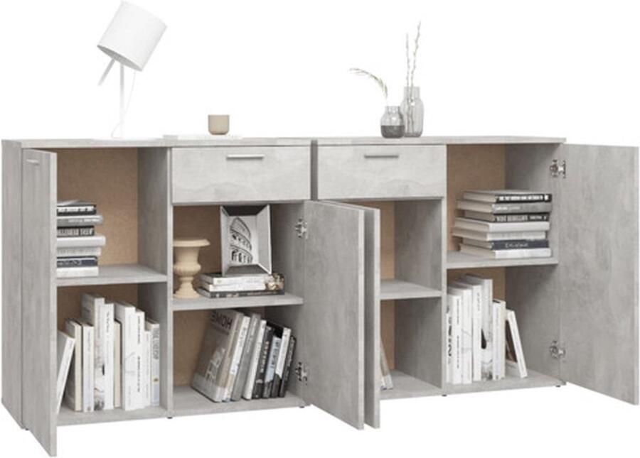 VidaXL Dressoir Dressoirs Zijkast Zijkasten Dressoir 160x36x75 cm bewerkt hout betongrijs