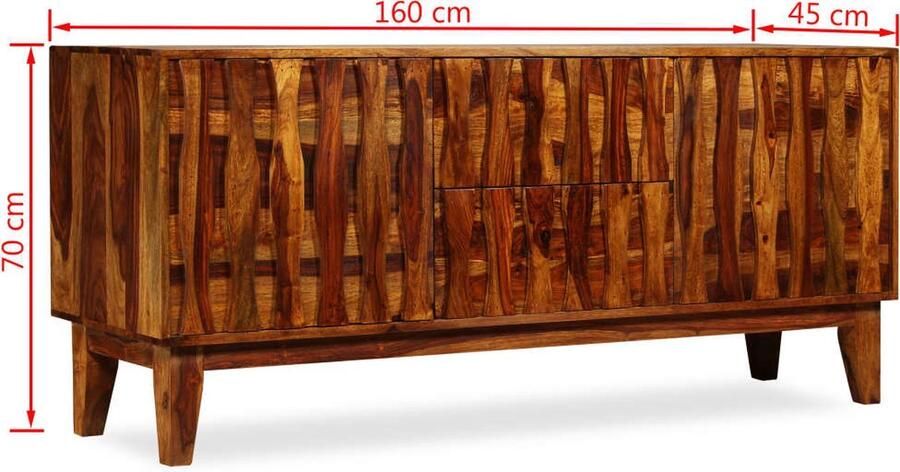 VidaXL Dressoir Dressoirs Zijkast Zijkasten Dressoir 160x45x70 cm massief sheeshamhout