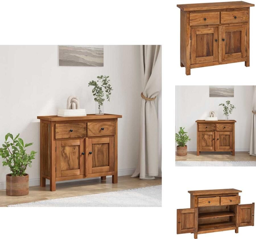 The Living Store Dressoir 75x30x65 cm massief mahoniehout Dressoir Vintage Meubels Landelijke Stijl Houten Dressoir Retro Furniture - Foto 2