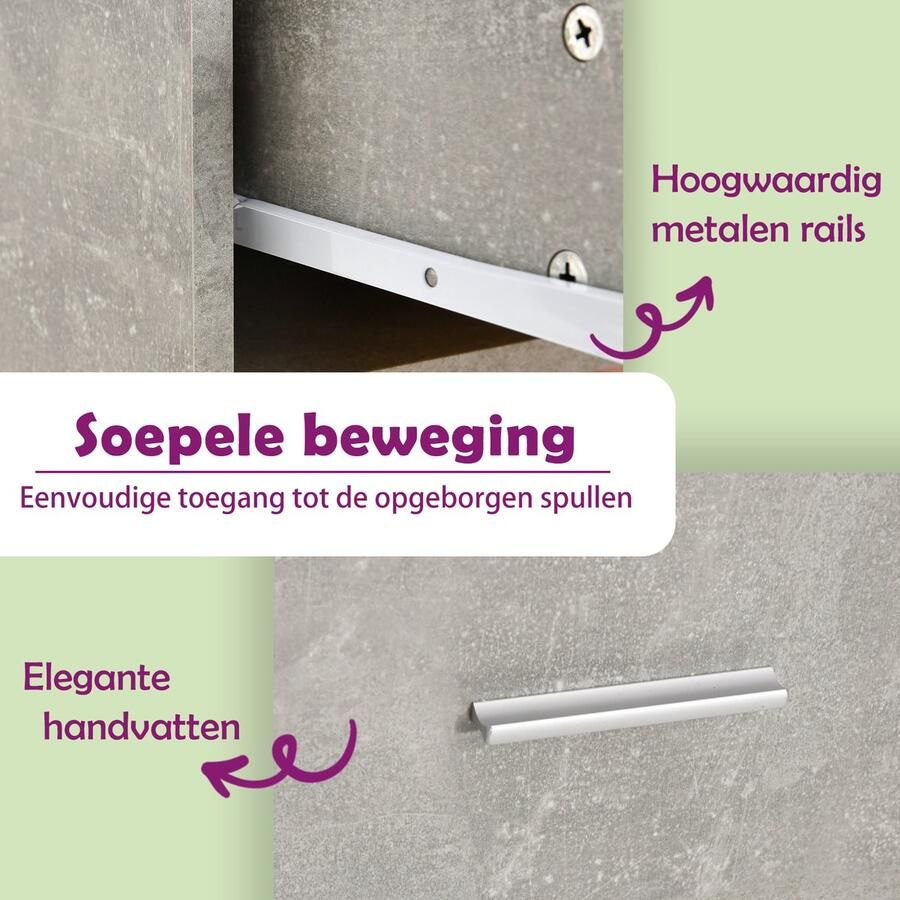 The Living Store Onderkast met lade Lyon 50x46x81 5 cm bewerkt hout betongrijs Onderkast Keukenmeubel Opslagruimte Houten Kast Betongrijs