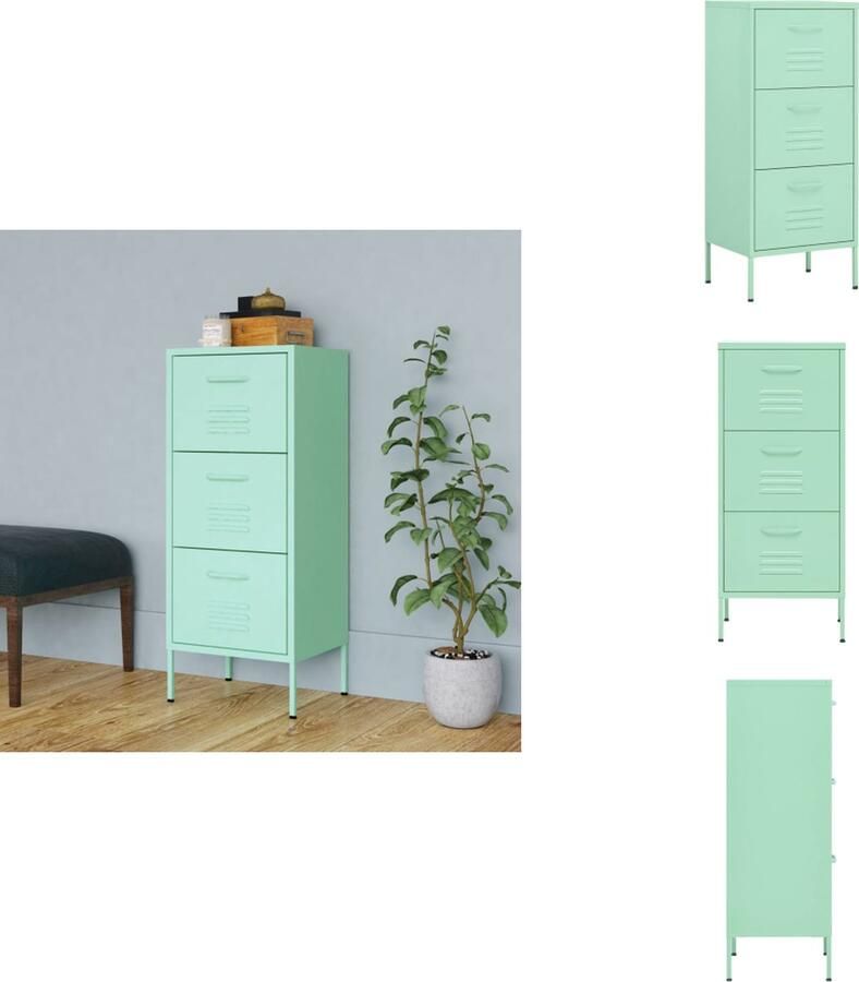 VidaXL Dressoir Dressoirs Zijkast Zijkasten Opbergkast 42-5x35x101-5 cm staal mint - Foto 2