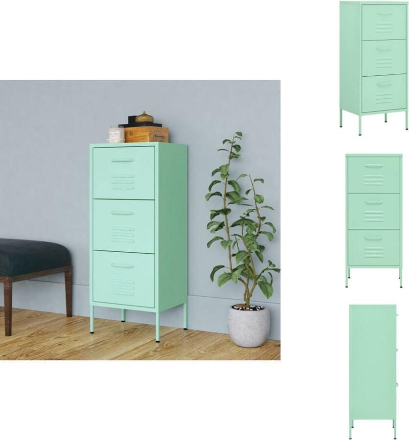 VidaXL Dressoir Dressoirs Zijkast Zijkasten Opbergkast 42-5x35x101-5 cm staal mint