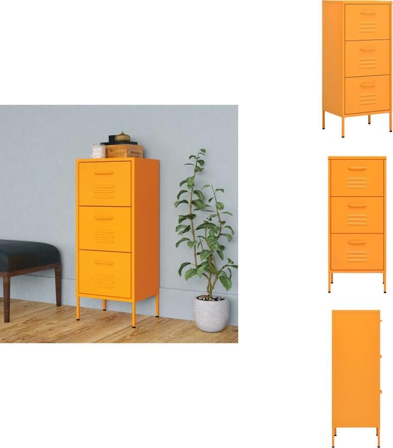 VidaXL Dressoir Dressoirs Zijkast Zijkasten Opbergkast 42 5x35x101 5 cm staal mosterdgeel - Foto 2