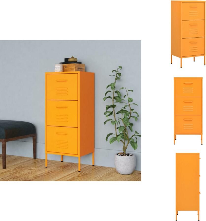 VidaXL Dressoir Dressoirs Zijkast Zijkasten Opbergkast 42 5x35x101 5 cm staal mosterdgeel