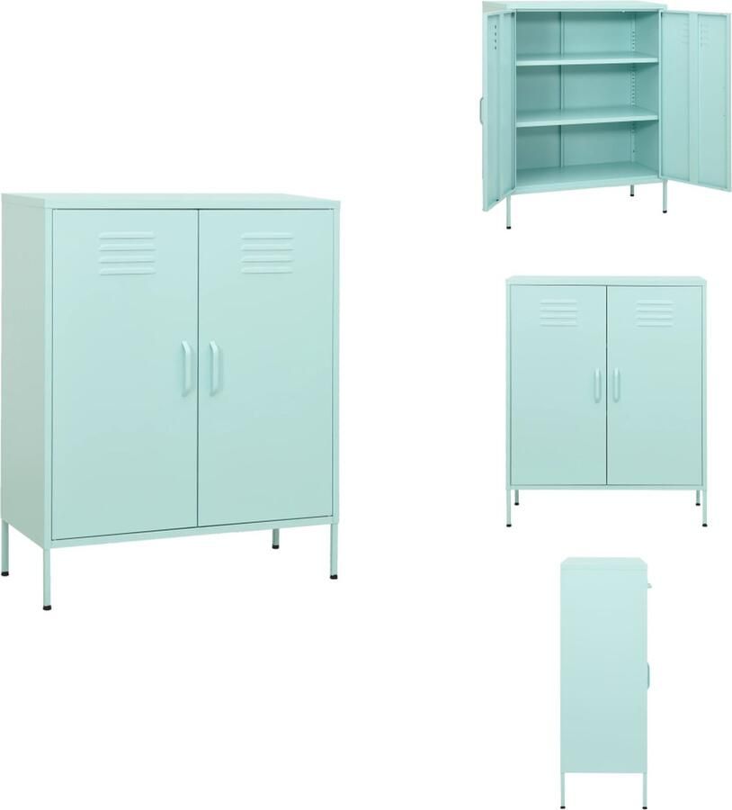 VidaXL Dressoir Dressoirs Zijkast Zijkasten Opbergkast 80x35x101 5 cm staal mint