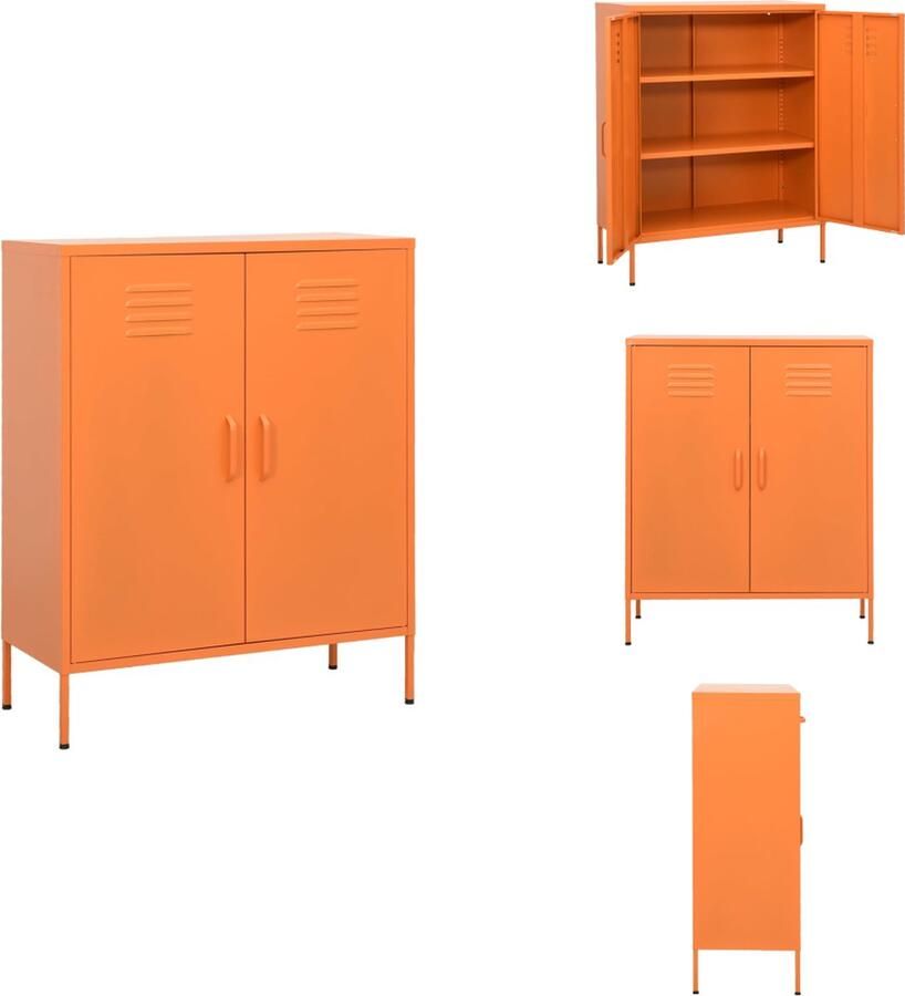 VidaXL Dressoir Dressoirs Zijkast Zijkasten Opbergkast 80x35x101-5 cm staal oranje - Foto 2