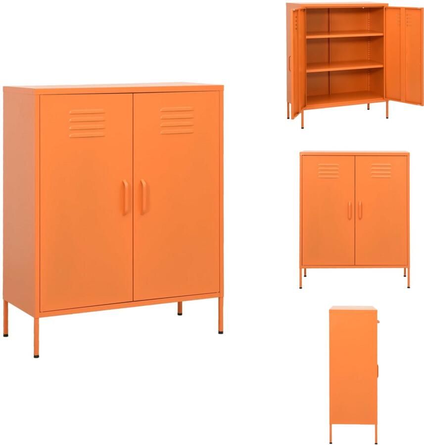 VidaXL Dressoir Dressoirs Zijkast Zijkasten Opbergkast 80x35x101-5 cm staal oranje