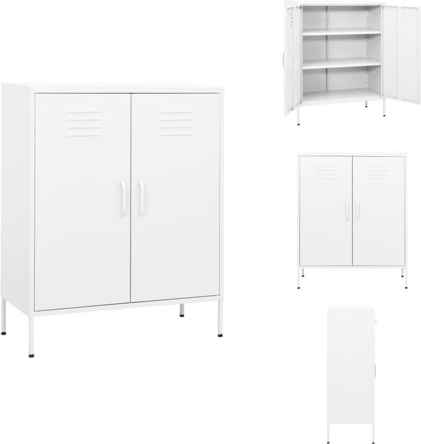 VidaXL Dressoir Dressoirs Zijkast Zijkasten Opbergkast 80x35x101-5 cm staal wit