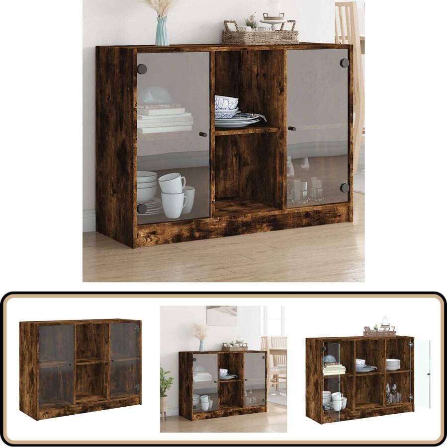 VidaXL Dressoir Gerookt Eiken 102x37x75 5 cm Bijzetkast Dressoir Opbergkast Houten Kast Modern Design